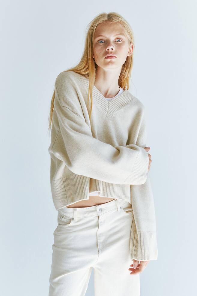 Oversized wool jumper - Natural white - 4