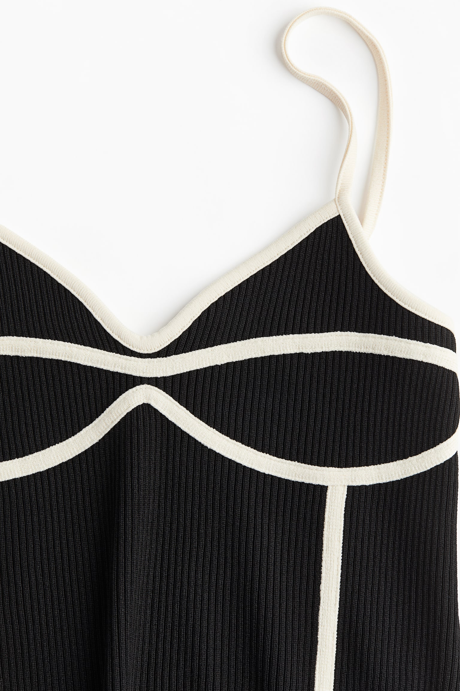 Top façon corset à bretelles fines - Noir/crème - 5