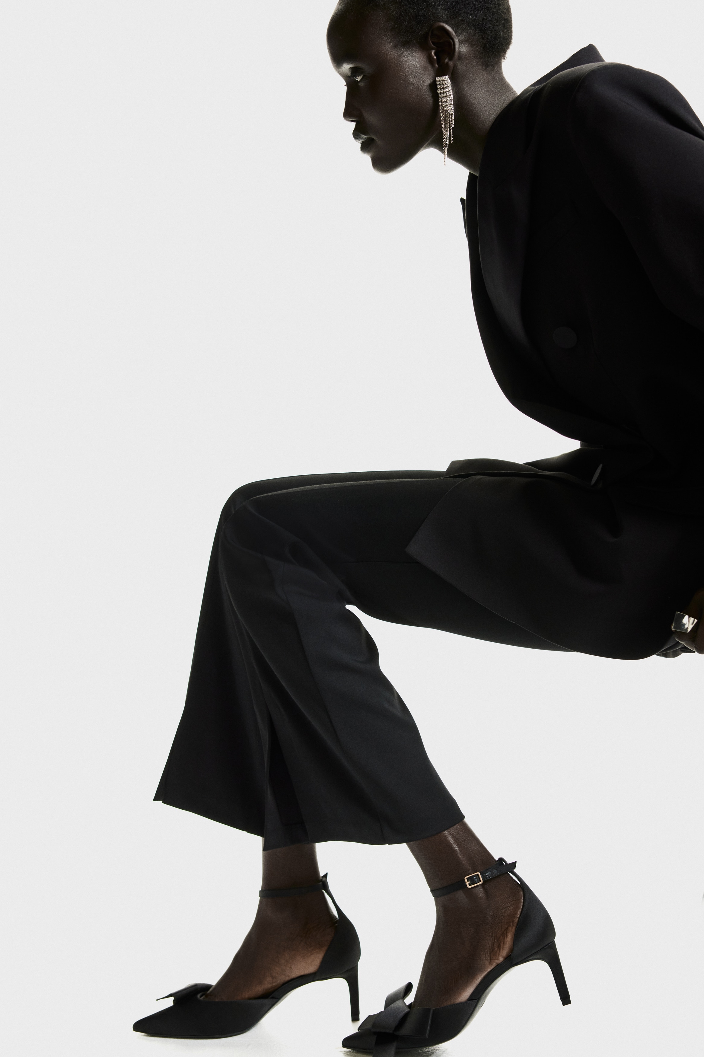 H & M - Bow-detail satin court shoes - ブラック