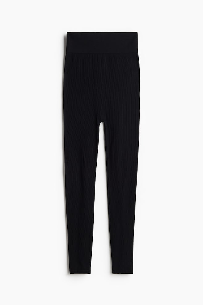 MAMA Seamless ribbed leggings - Black/Greige - 1