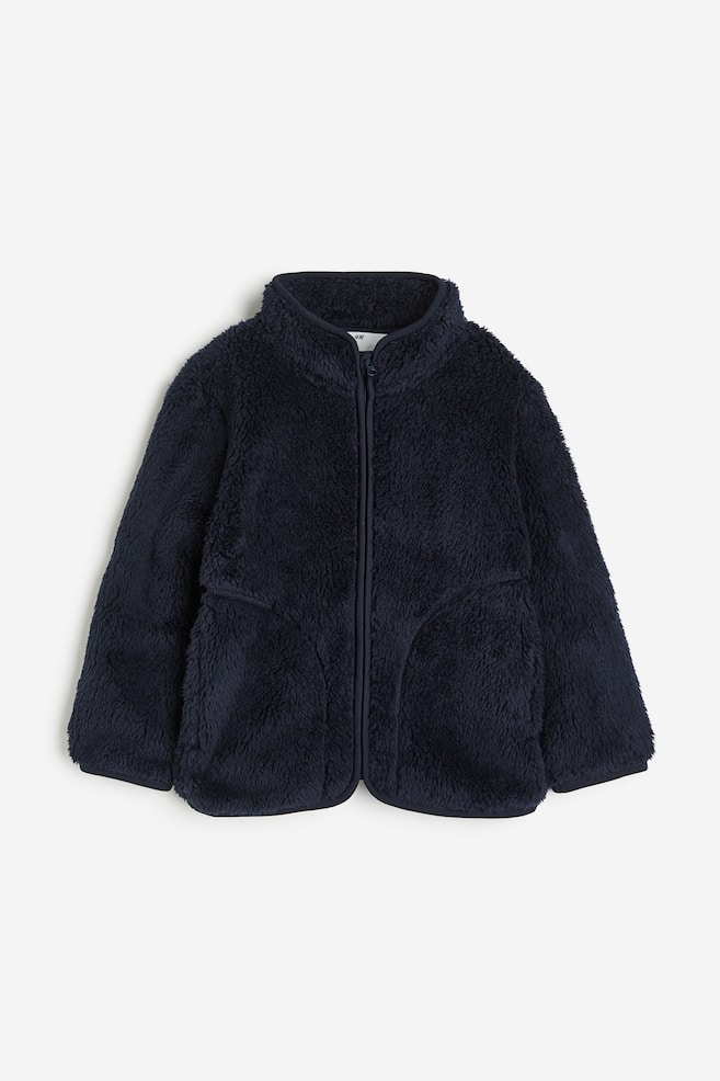 Jacke aus Teddyfleece - Marineblau/Dunkelbeige/Mattgrün - 1