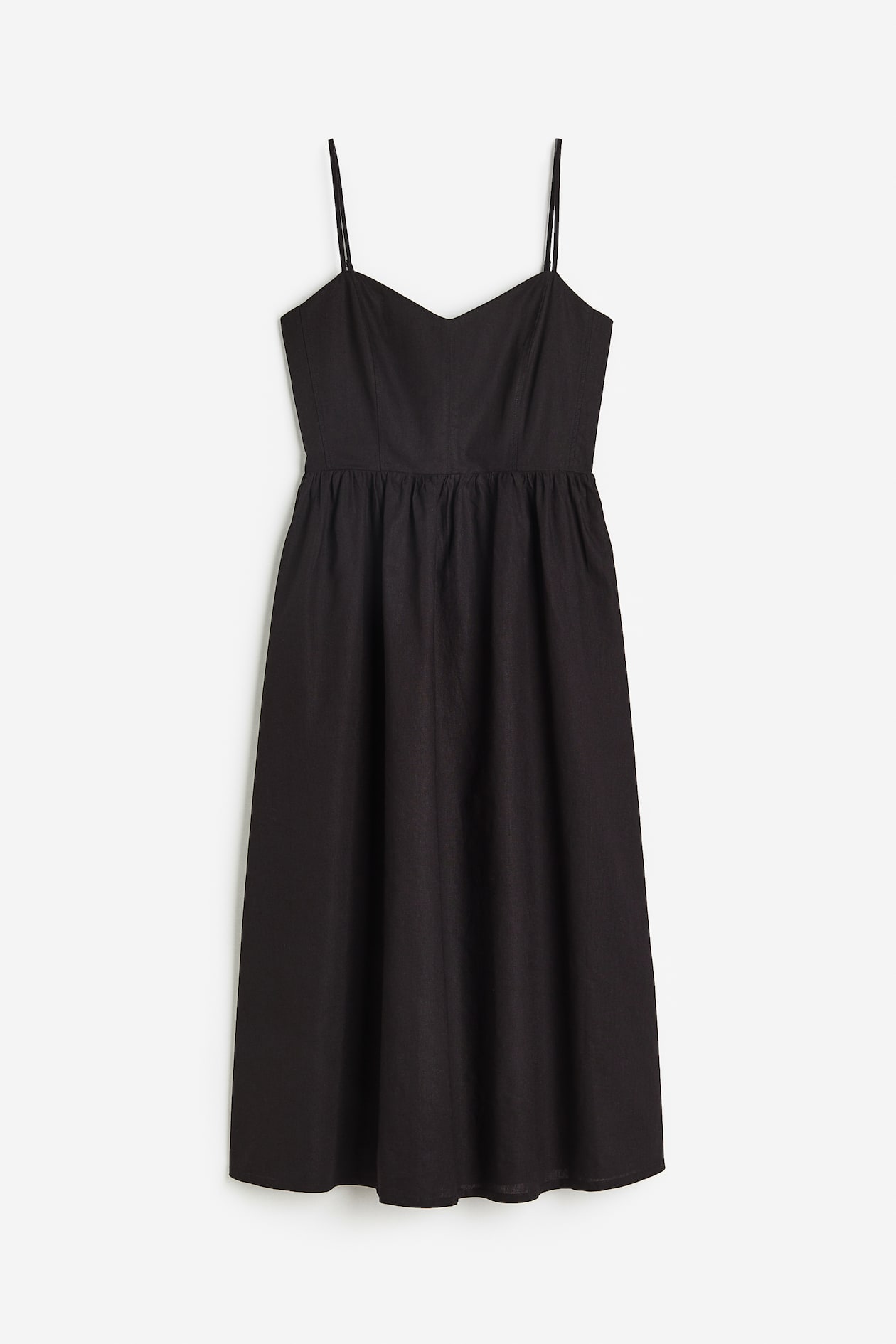 Linen-blend Dress - Black - Ladies | H&M US