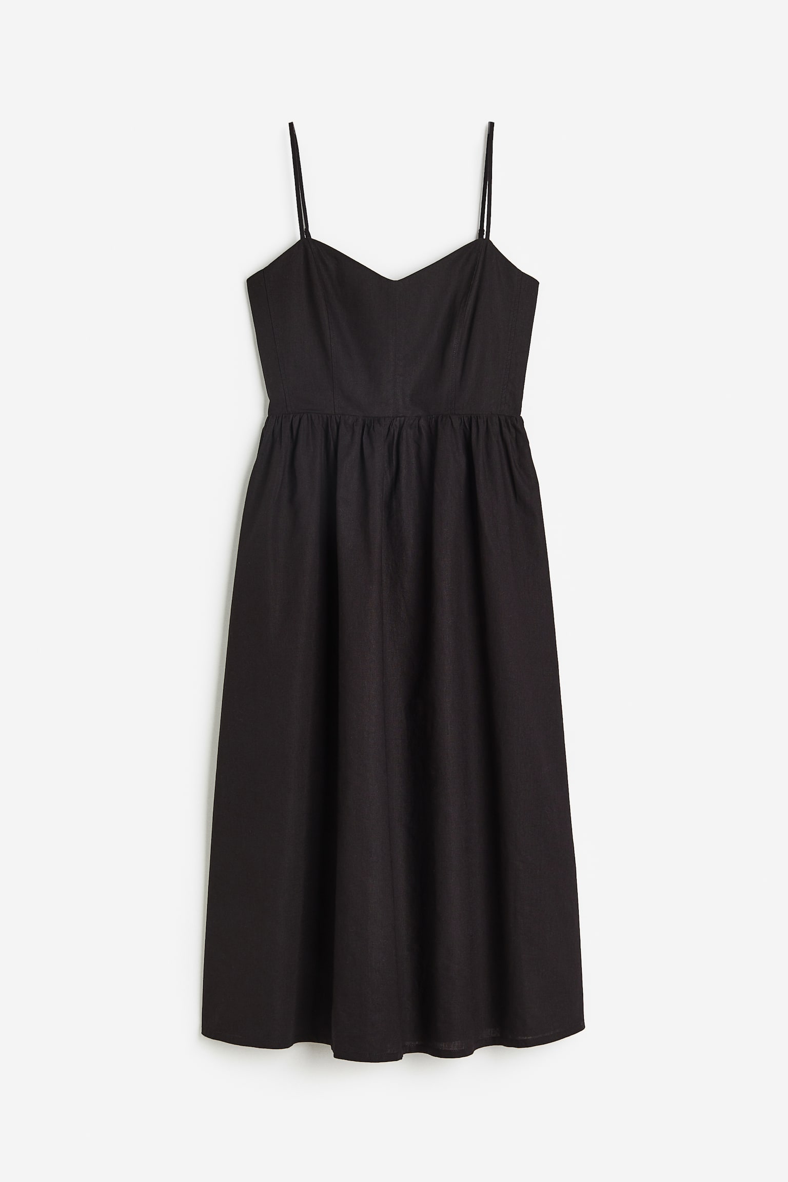 Linen Blend Dress - Black - 1