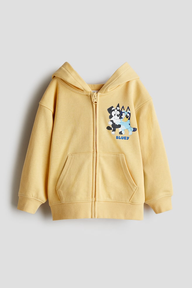 Printed Hooded Jacket - Yellow/Bluey - 1