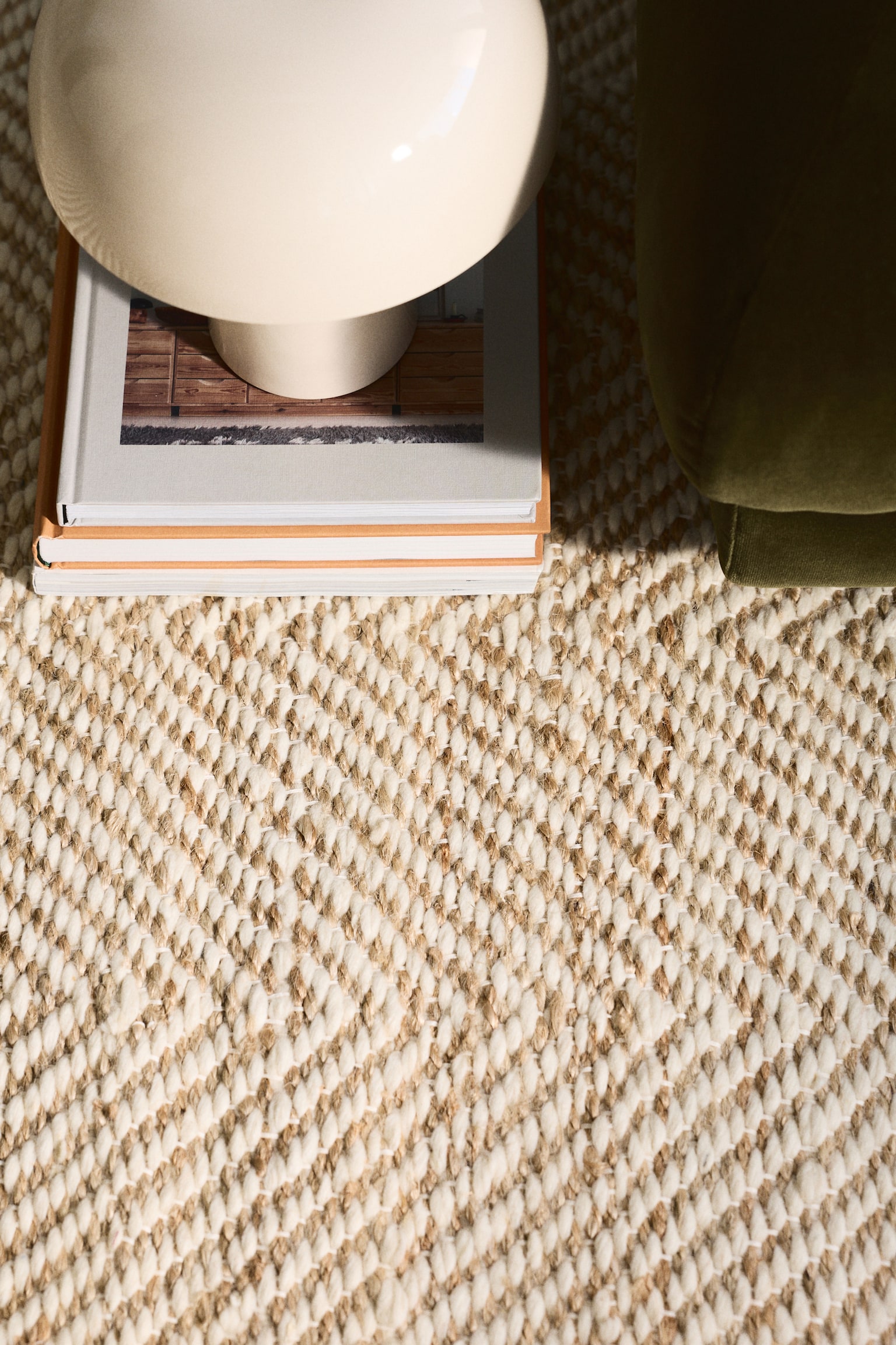 Wool-blend herringbone runner rug - Light beige - 1