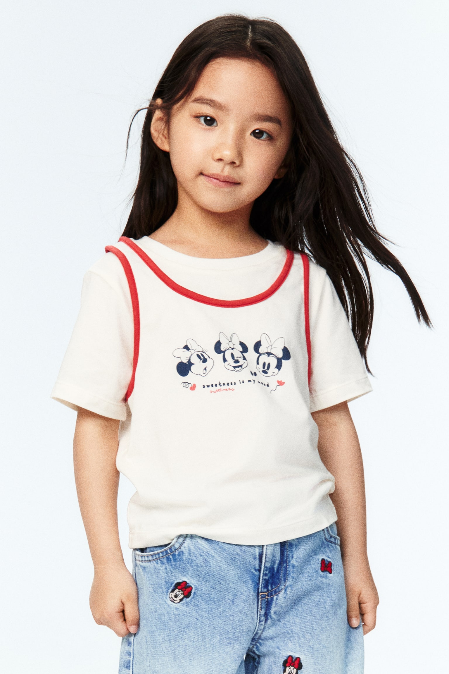 Layered cotton top - Cream/Minnie Mouse/Light blue/Minnie Mouse - 1