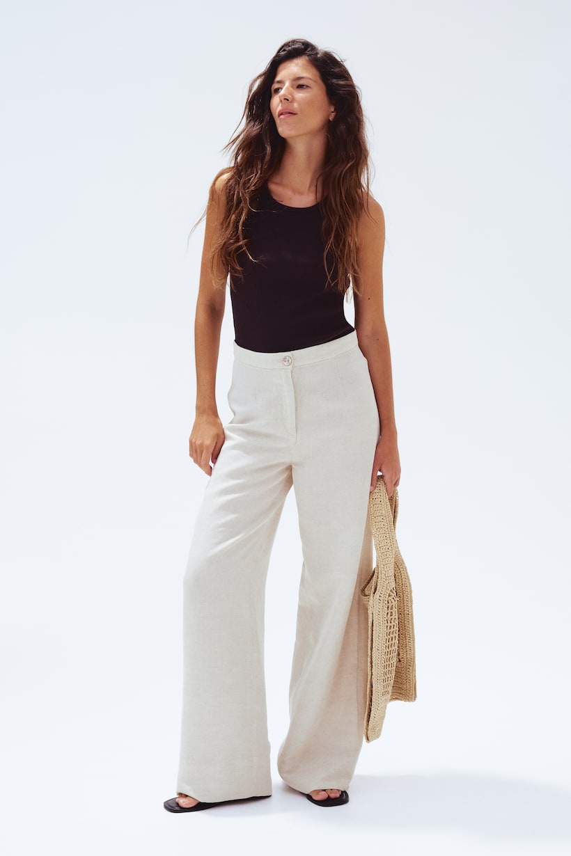 Damen Leinen Maxi Hose