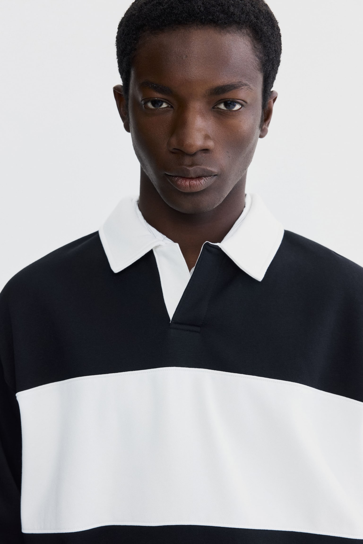 Μακρυμάνικη μπλούζα polo Loose Fit - Μαύρο/colour blocking/Γκρι μελανζέ/colour blocking - 3