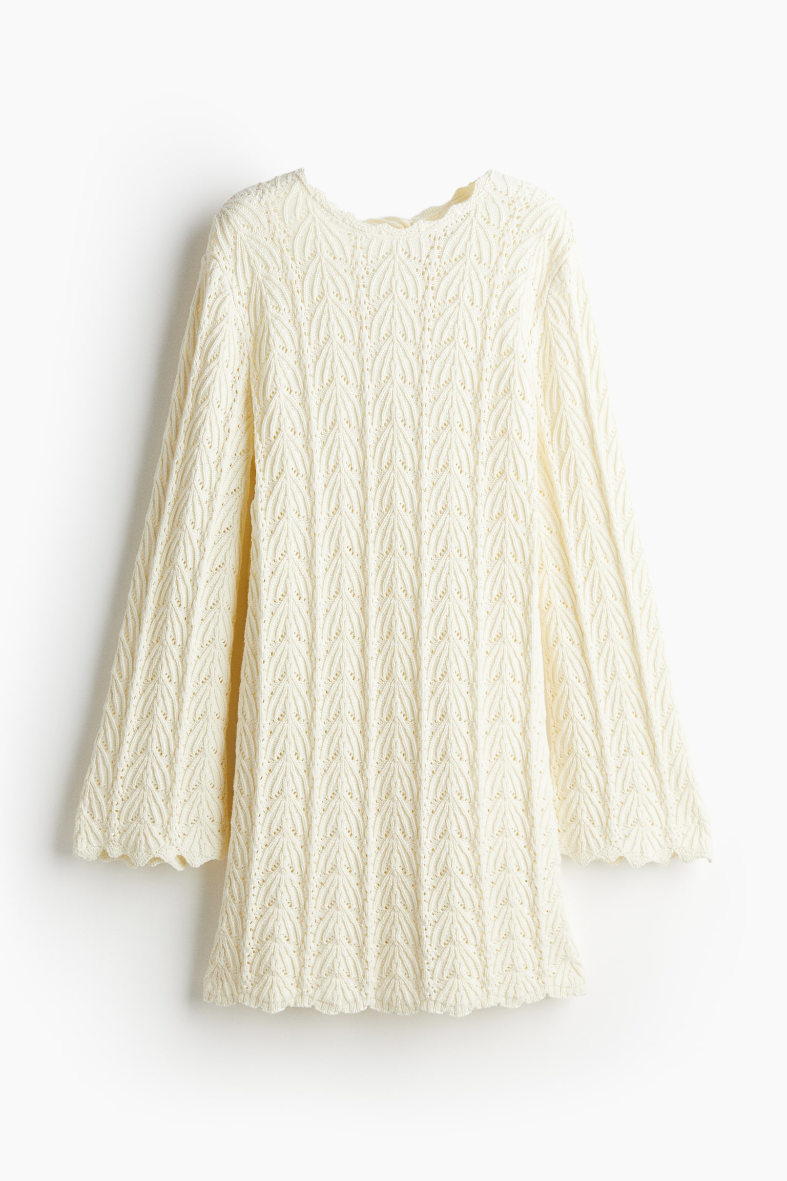 Pointelle Knit Dress - Cream - 2