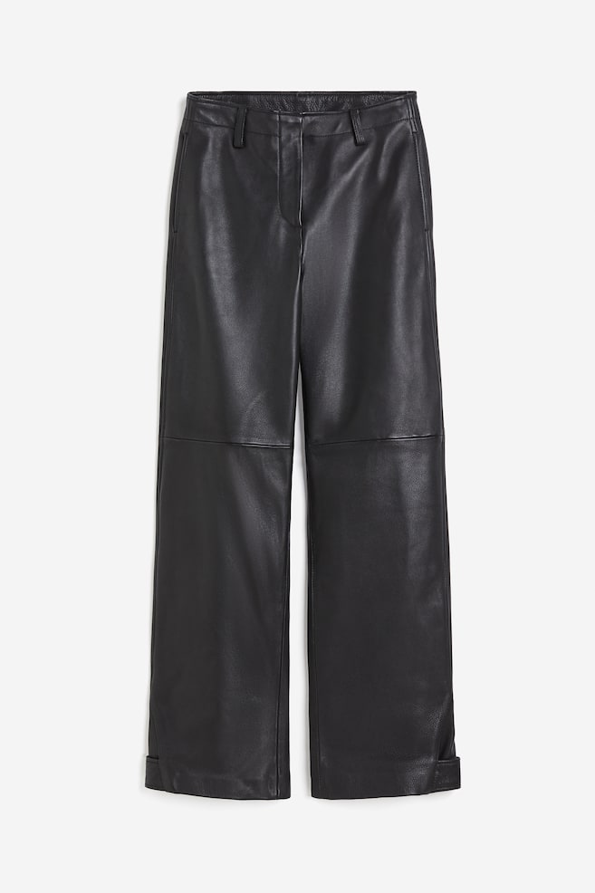 Pantalon de style motard en cuir - Noir - 2