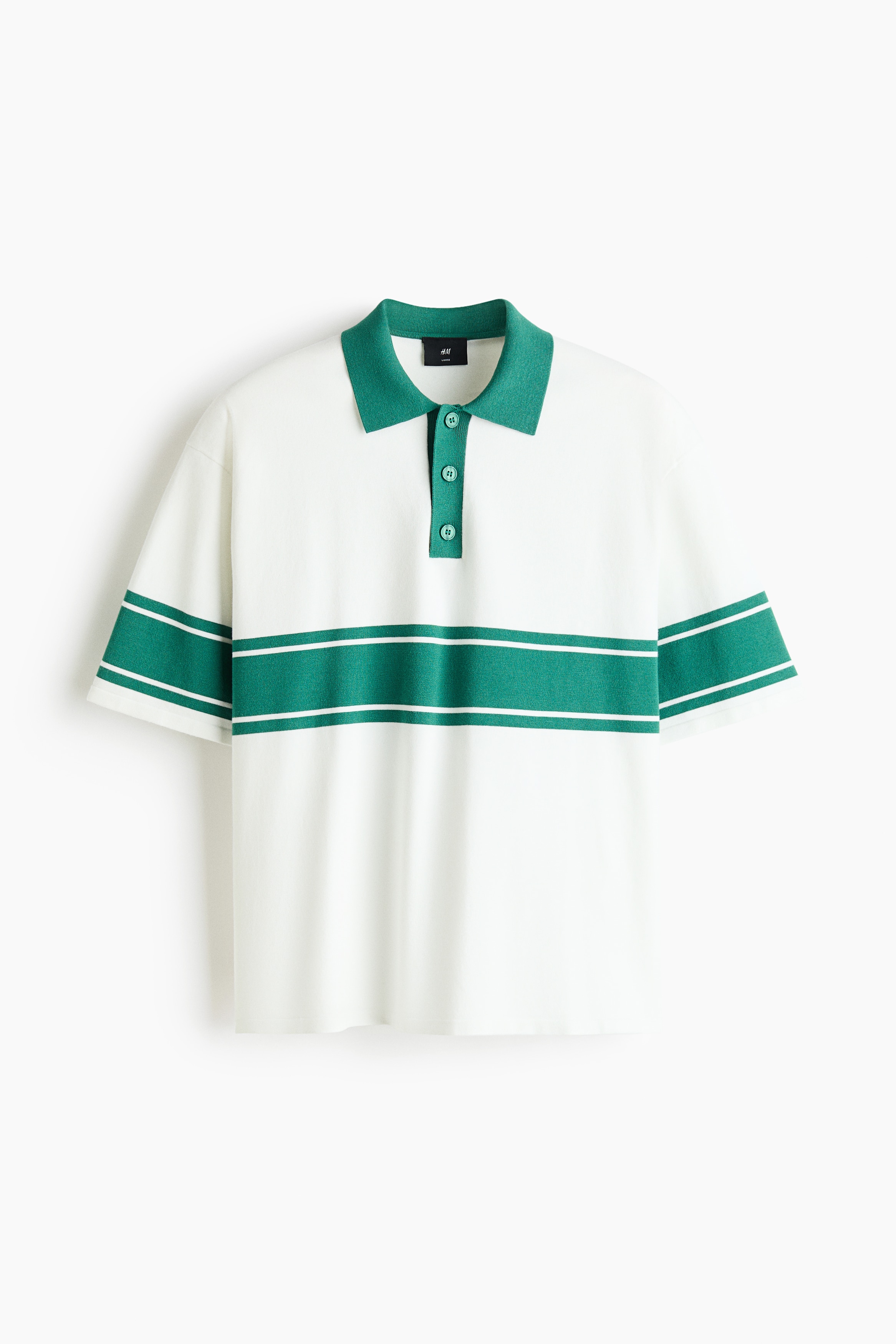 Loose-Fit Polo Shirt - Ivory/color block/Green/striped/Black/white striped/Black/color block