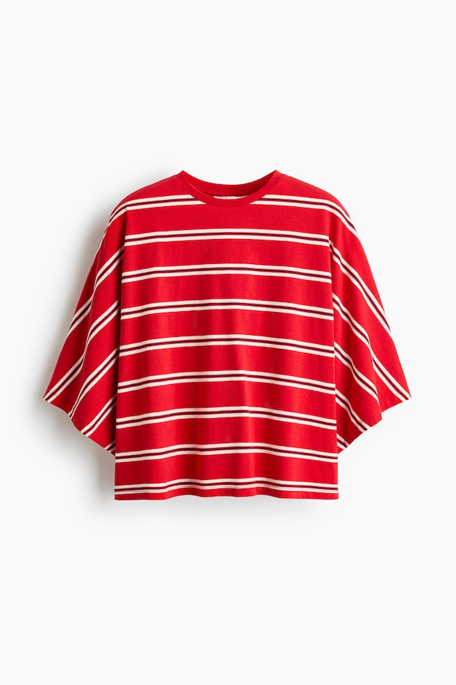 Oversized bavlněný top - Červená/proužek/Bílá/proužky/Bílá/proužky/Krémová/proužky/Světle žlutá/proužky - 1