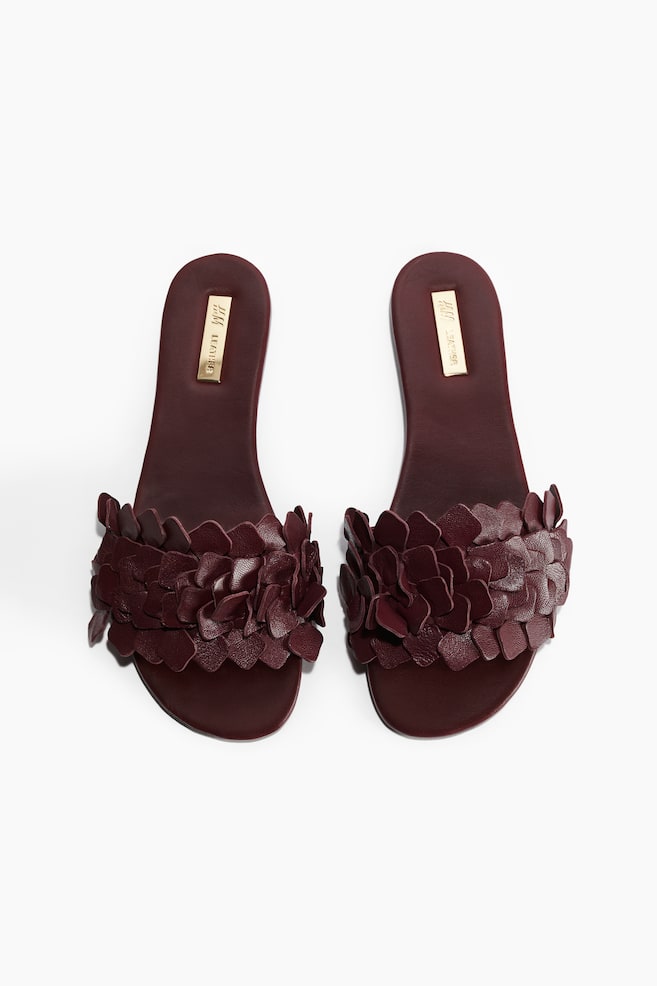 Leather sandals - Burgundy/Black - 1