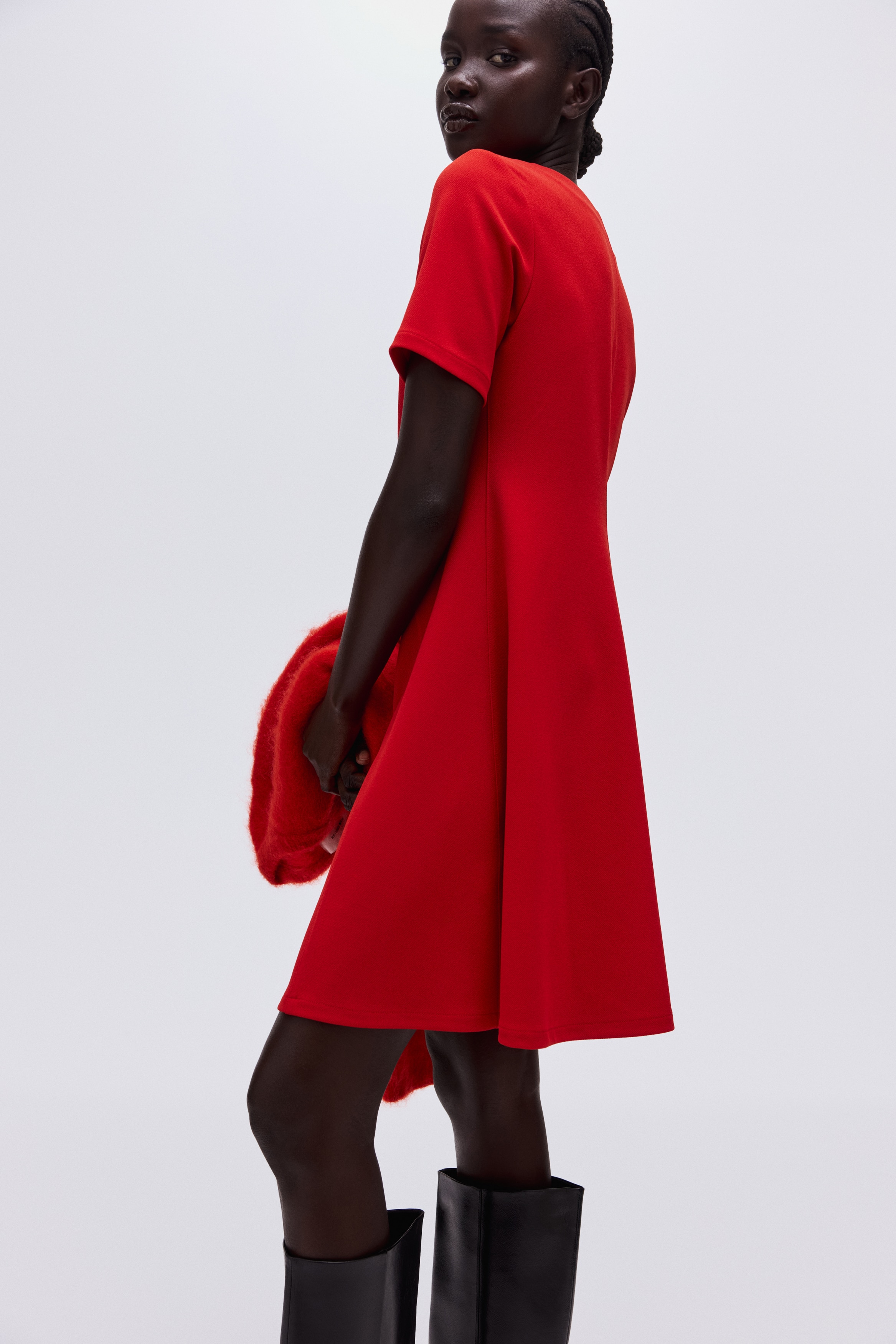 h&m red jersey dress Women's Red Ribbed jersey dress