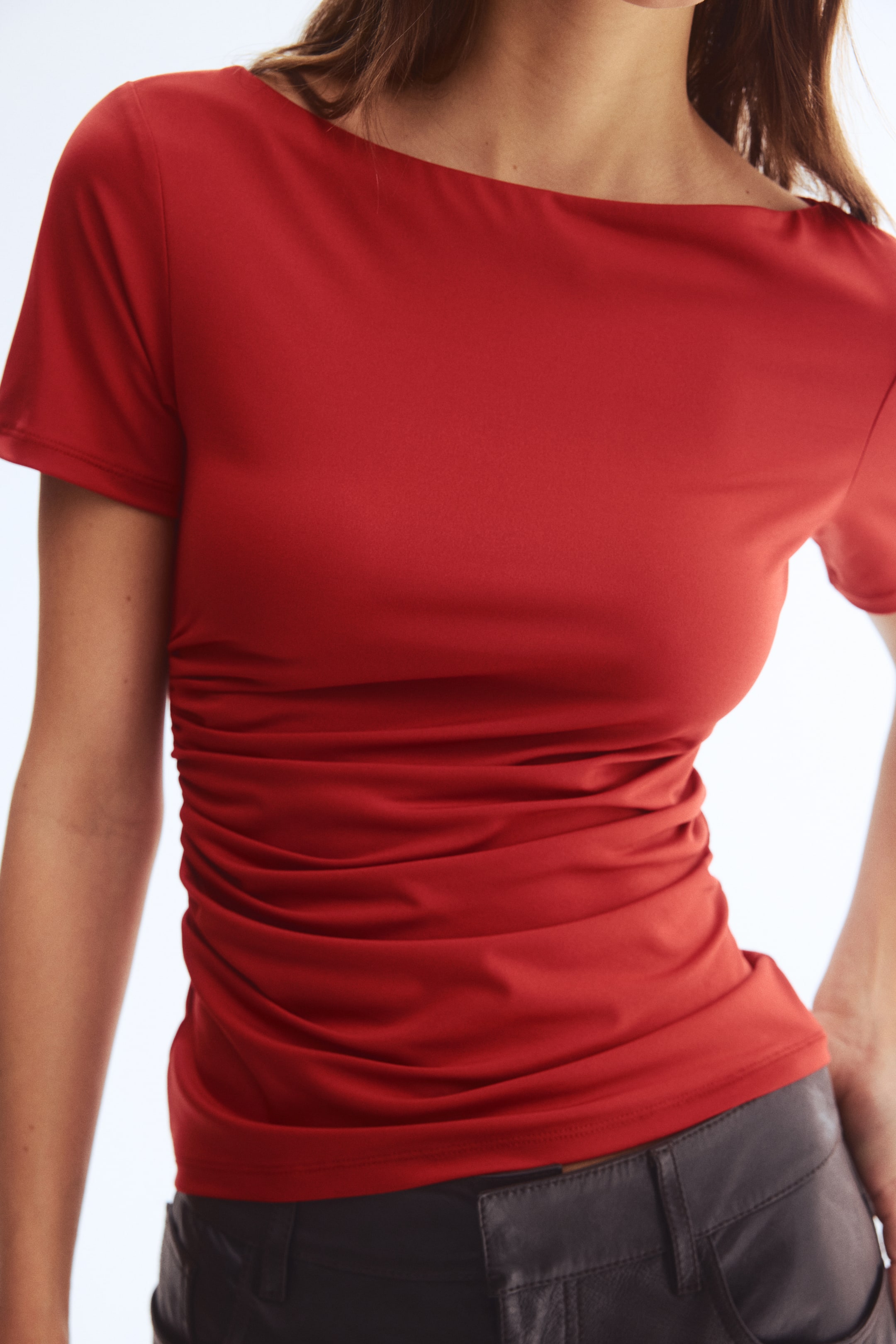 View larger image: Ruched Top - Red - Ladies | H&M US 2