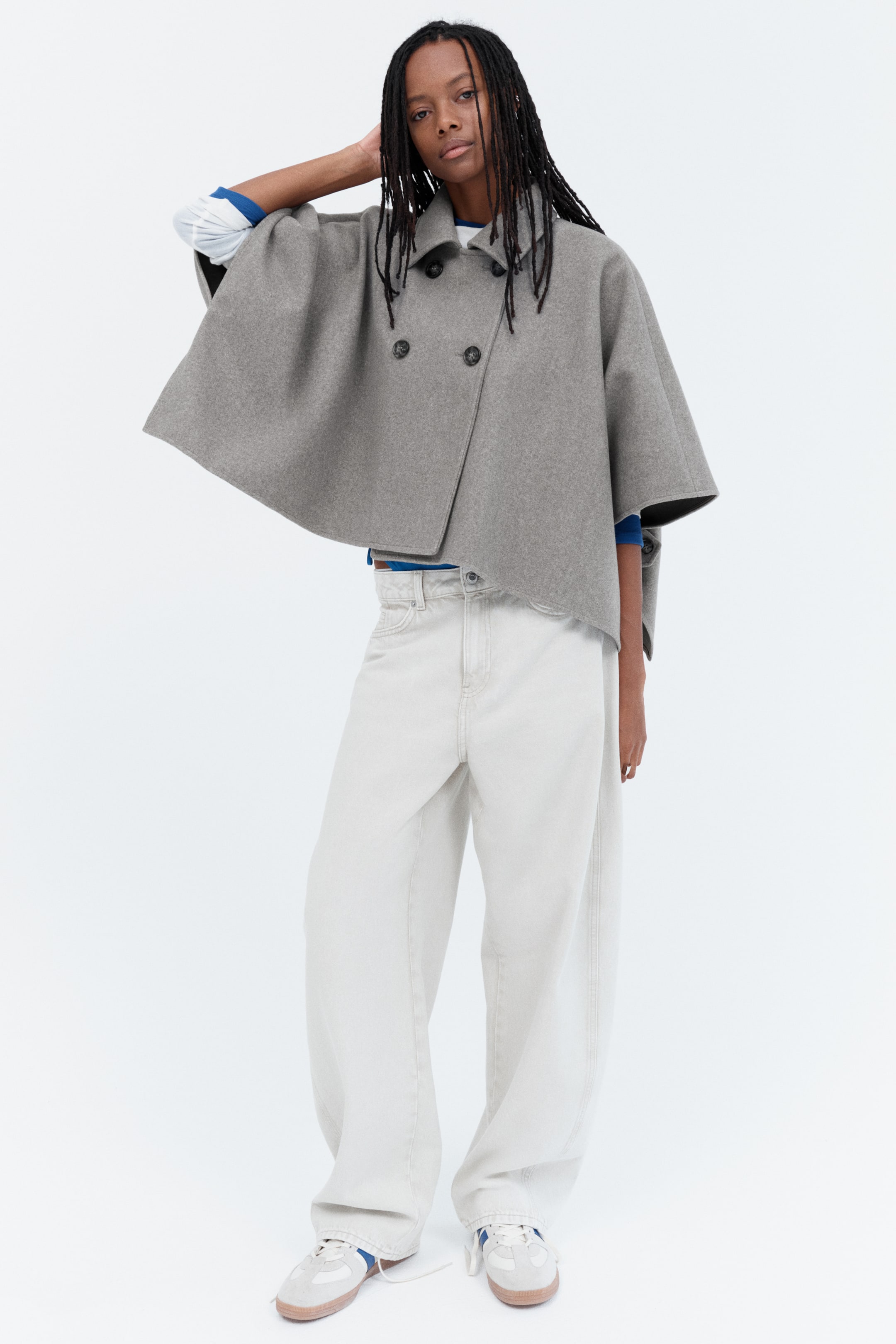 Veste cape brossée