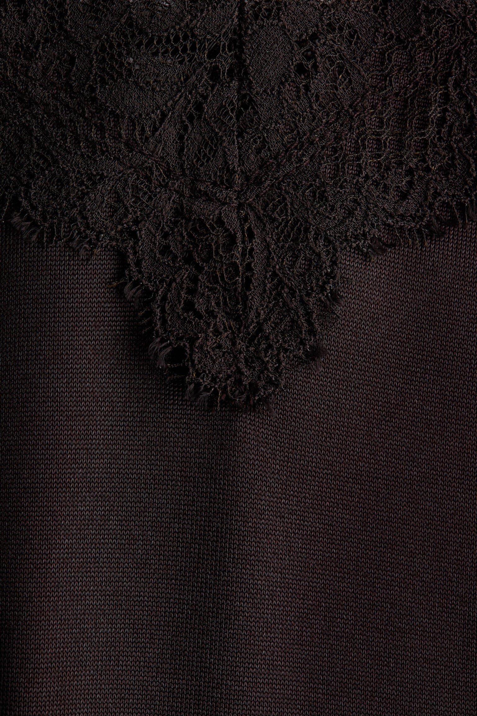 Lace-Trimmed Slip Dress - Dark brown/Pale powder pink - 2