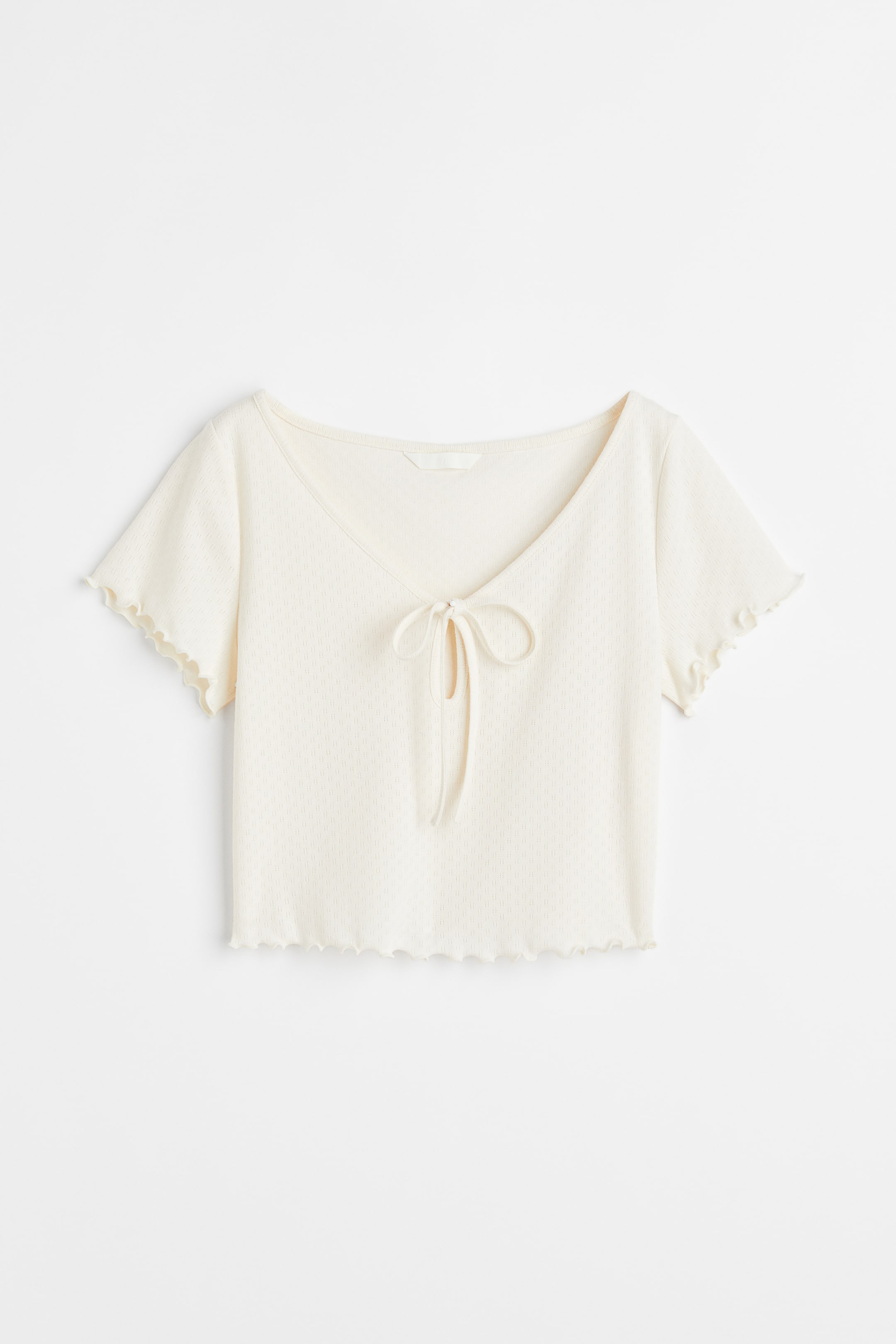 View larger image: Pointelle jersey top - Cream - Ladies | H&M MY 1