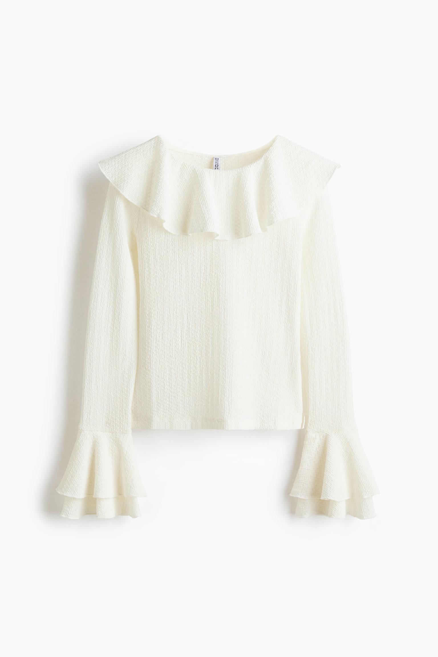 Женский топ H&M Flounce-Trimmed Top, цвет: Кремовый