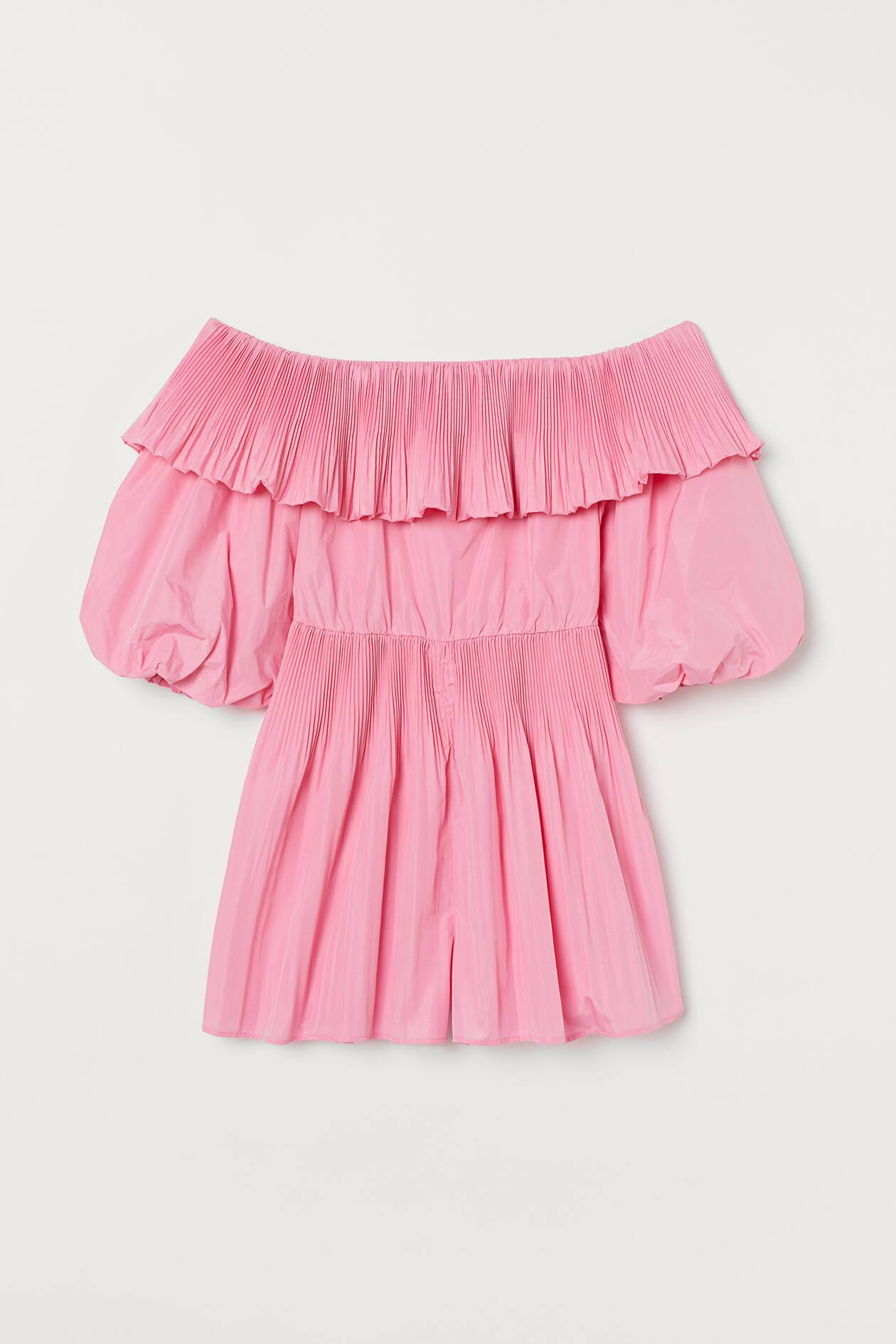 Off-the-shoulder playsuit - Short sleeve - Short - Pink - Ladies | H&M GB