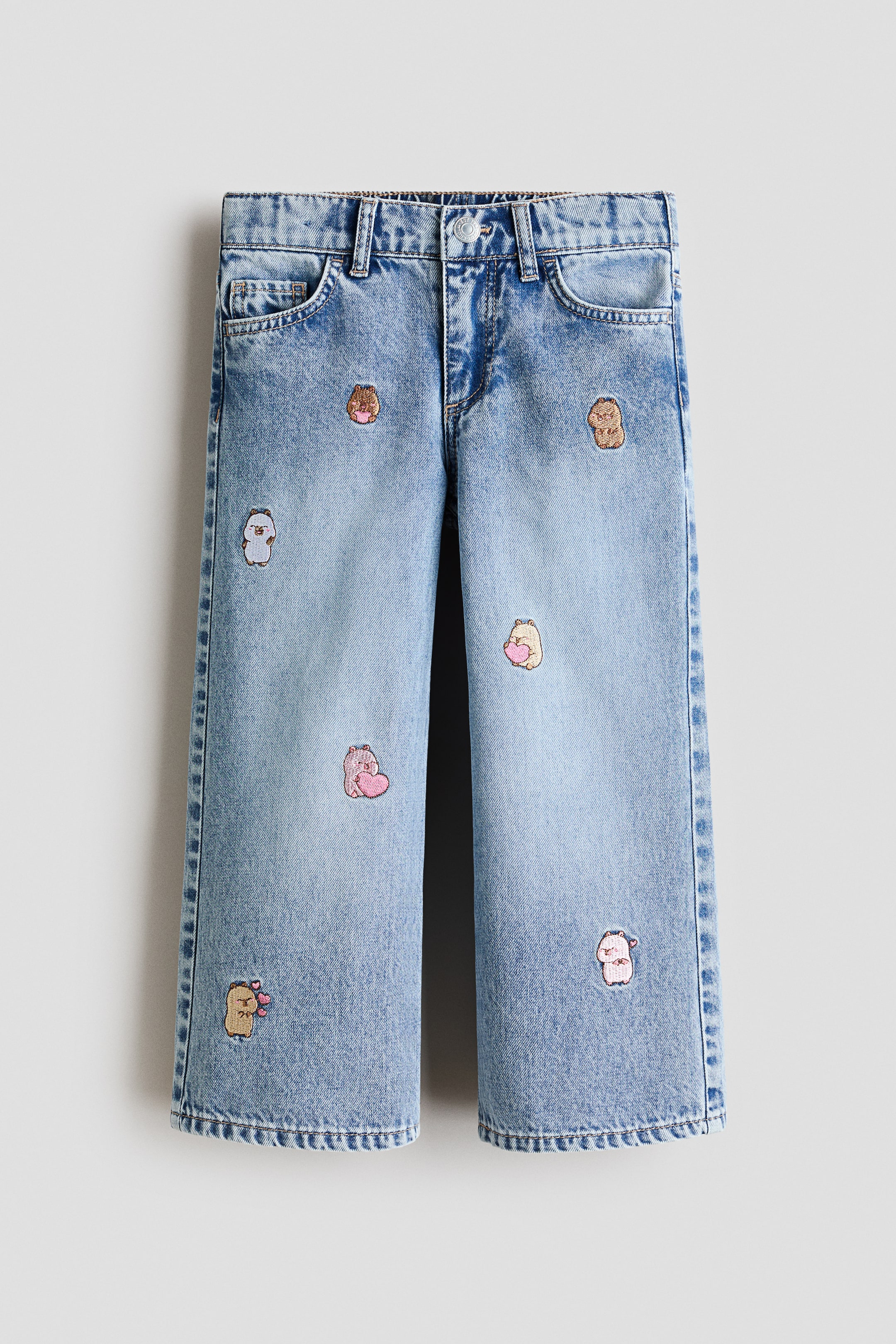 Переглянути збільшене зображення: Printed Wide Leg Jeans - Блакитний денім/CapyFun - Kids | H&M UA 1