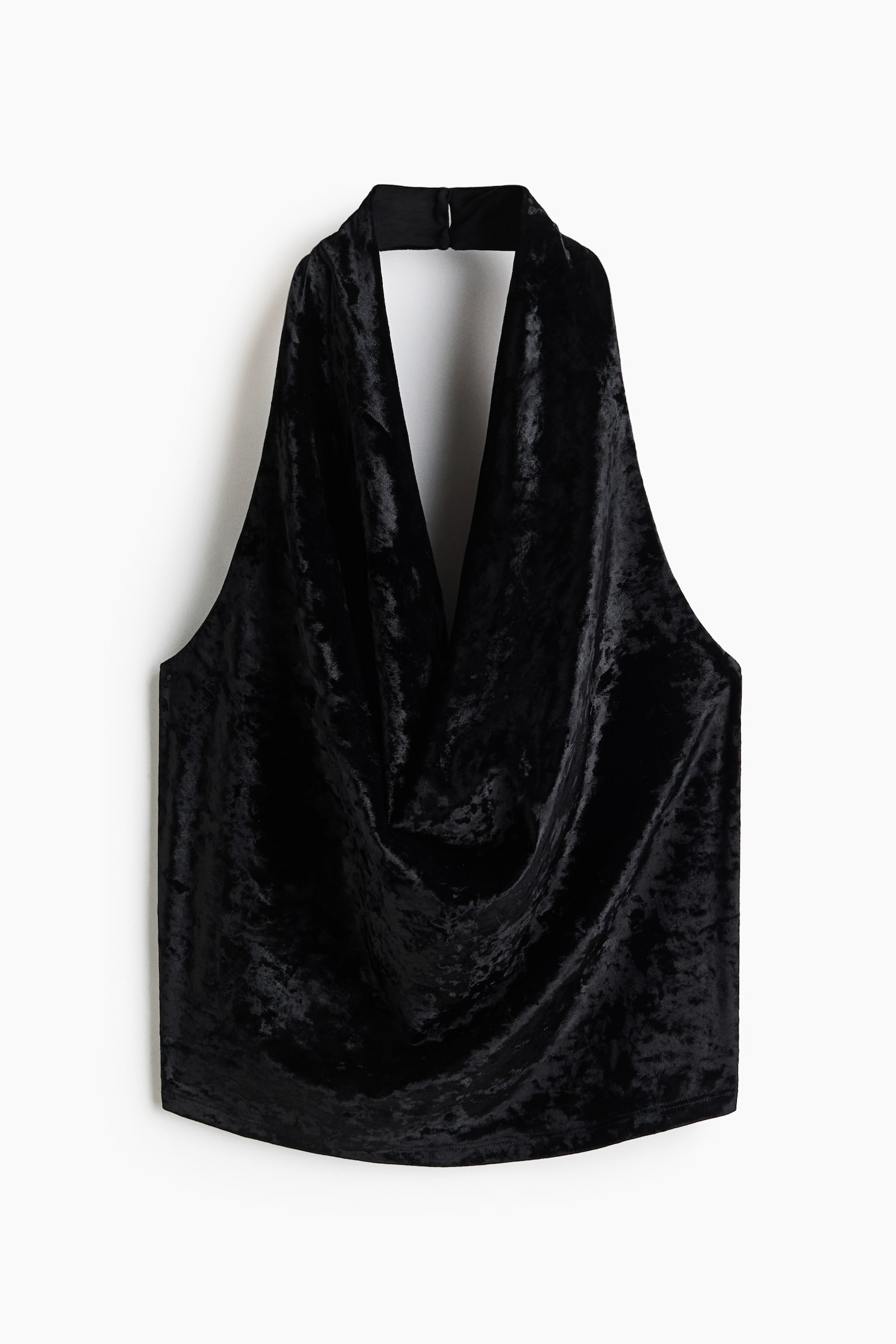 Женский топ H&M Velour Halterneck Top, цвет: Чёрный — фото 1