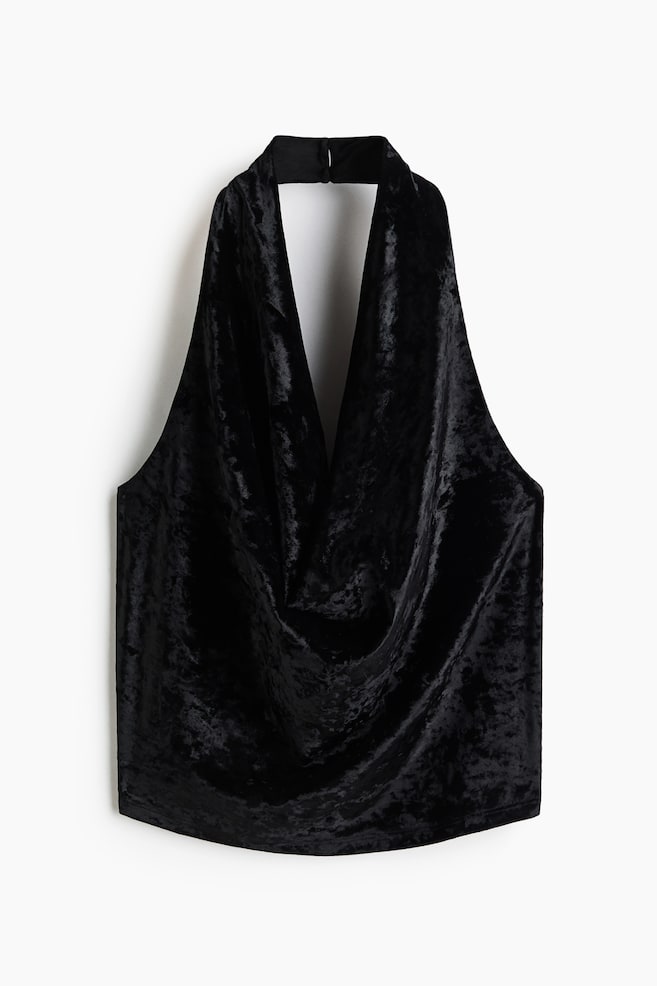 Top halter de velour - Negro - 1