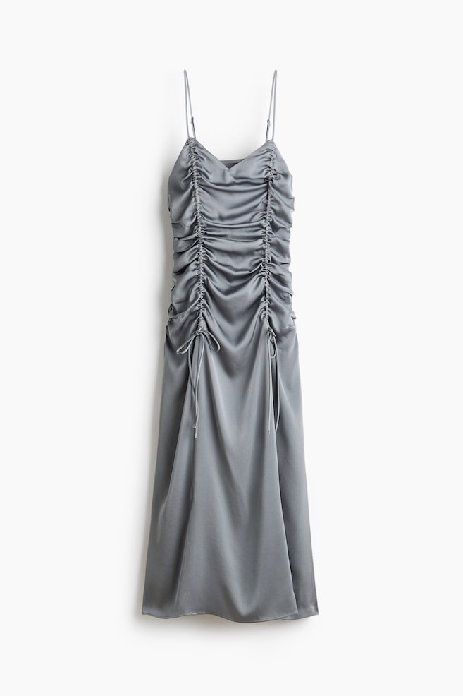 Drawstring-detail satin dress - Grey/Powder pink - 1