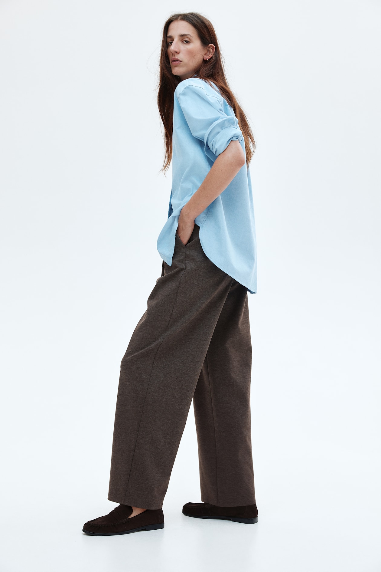 Wide trousers - Dark brown - Ladies | H&M GB