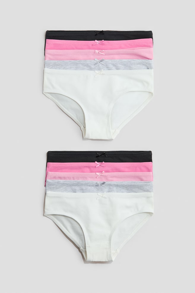 10-pack cotton briefs - Light pink/Black/White/White/Pink/Light grey marl/Lilac/Pink - 1