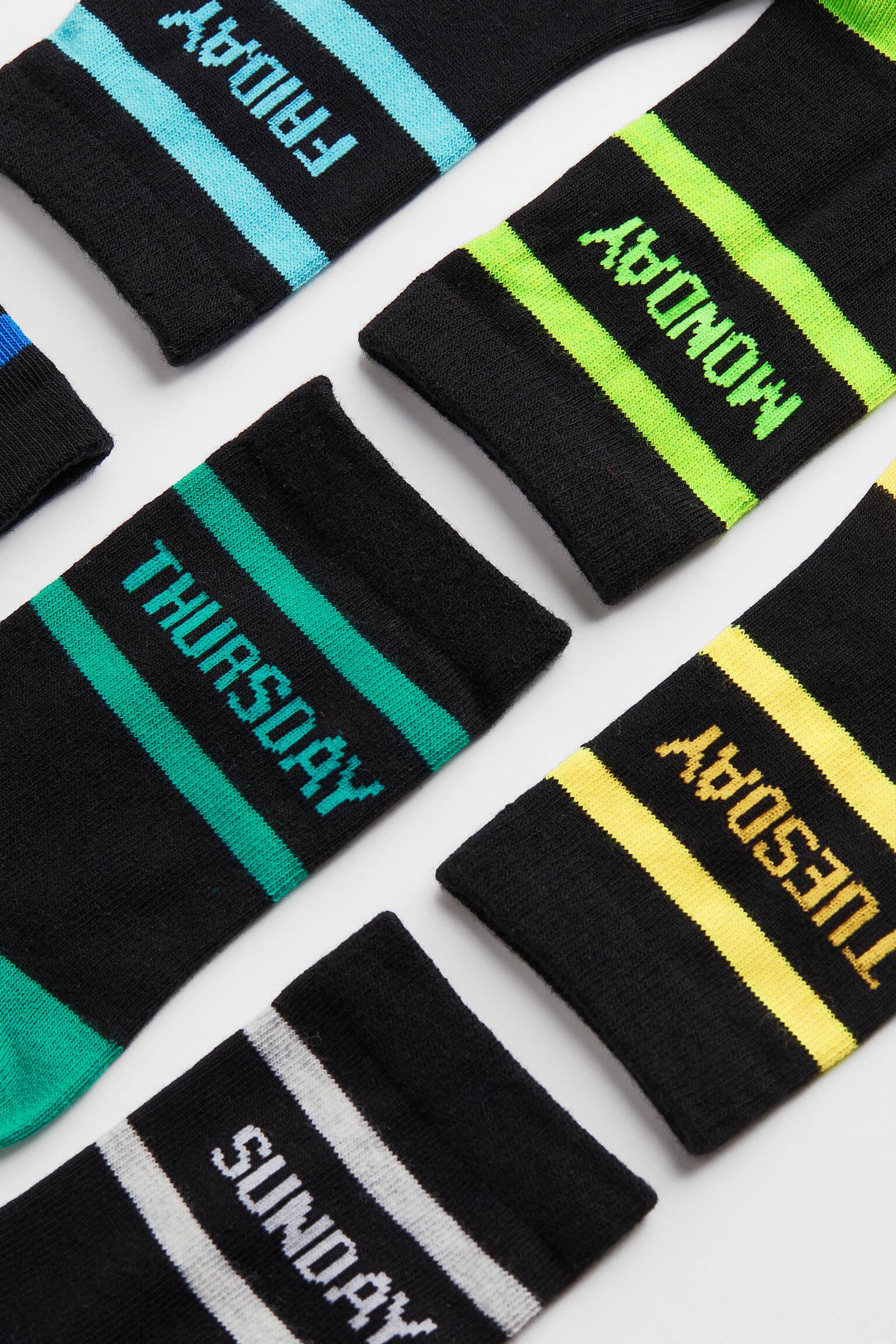 7-pack Socks - Black/Days of the week/Light khaki green/Weekdays/Dark green/Cars/Light grey/Weekdays/Light yellow/Dinosaurs/Black/Symbols/Dark blue/Dinosaurs - 2