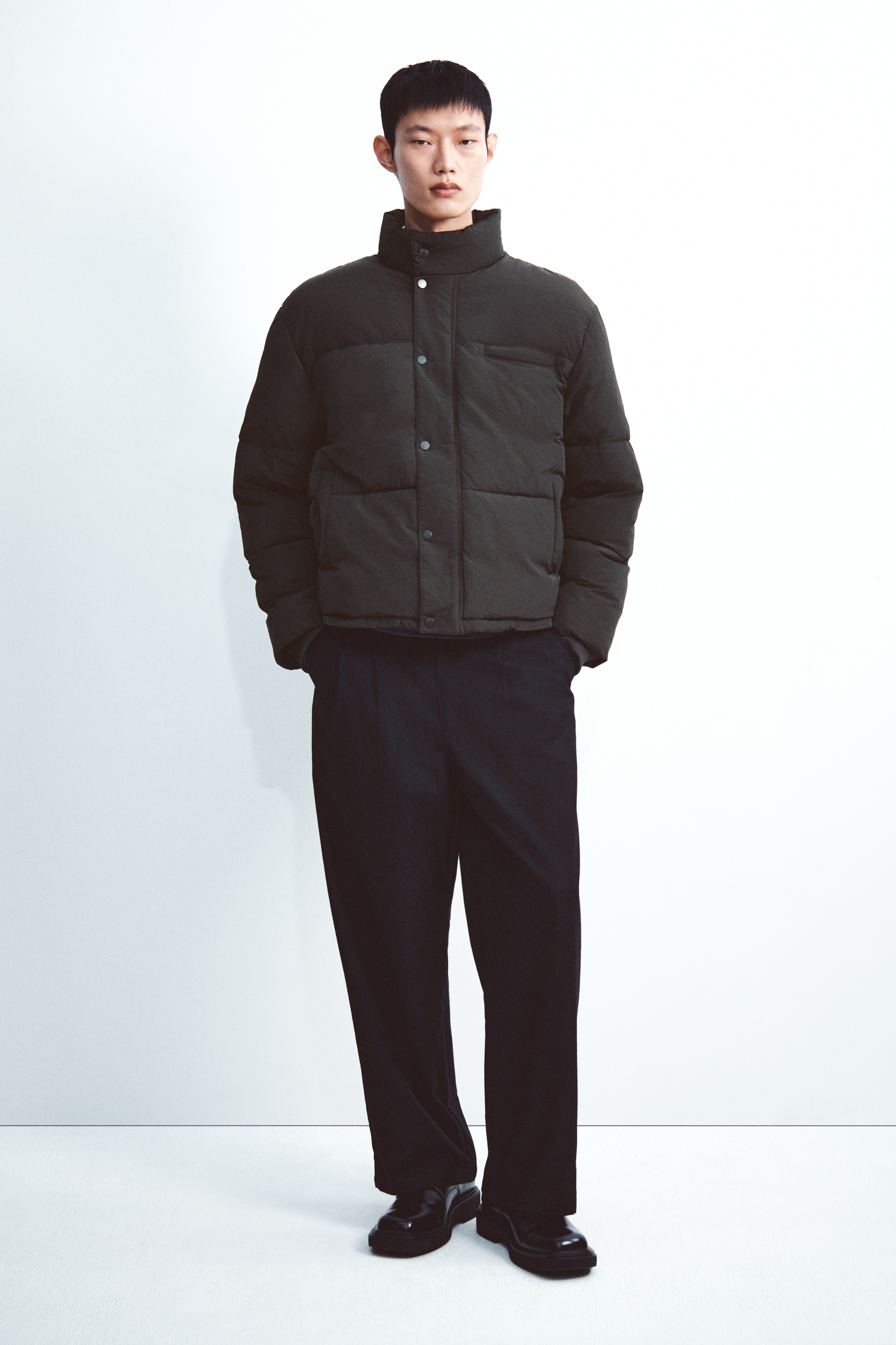 ナイロンパファージャケット - ダークブラウン - Men | H&M JP