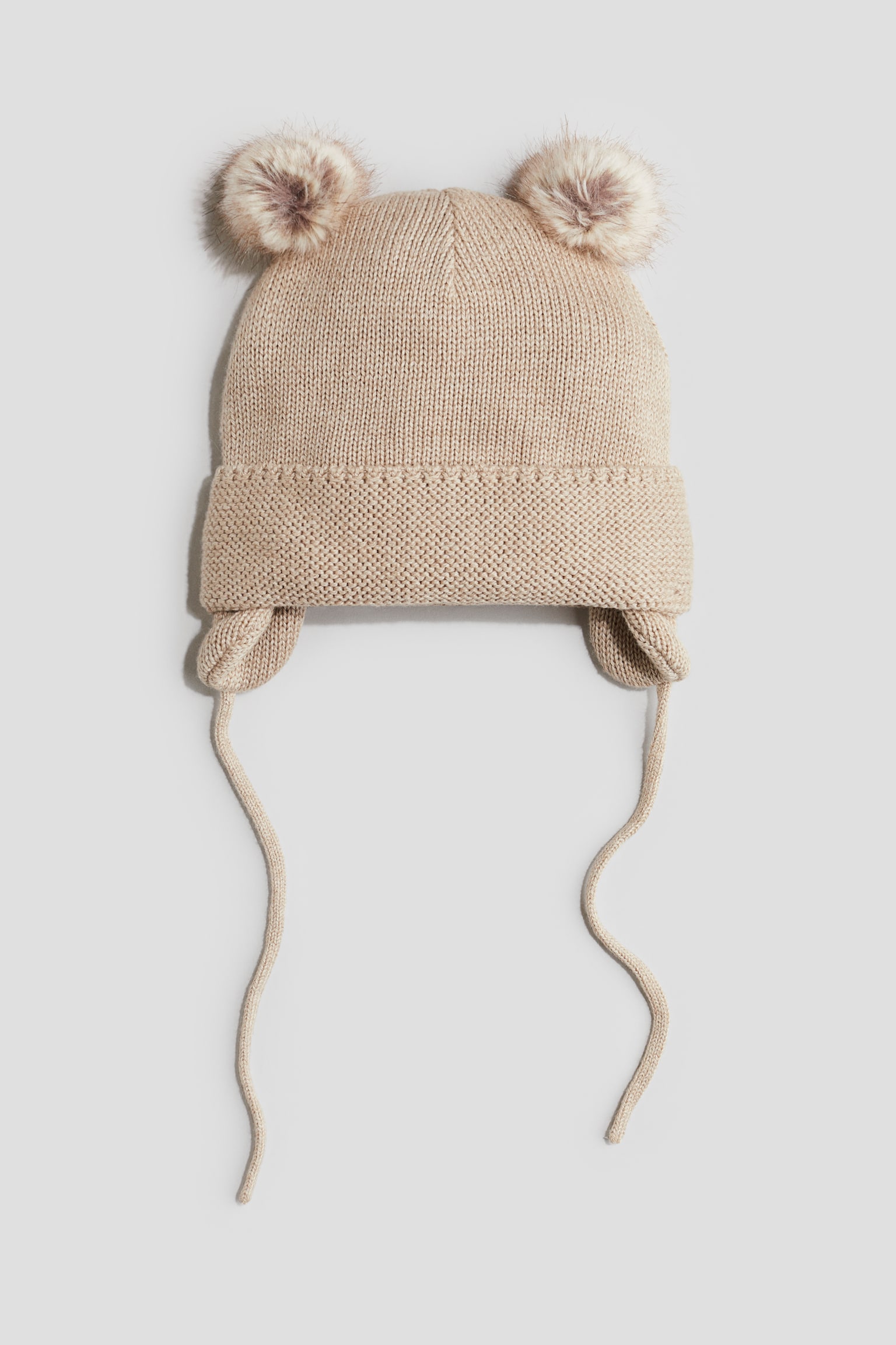 Fleece-lined beanie with earflaps - Mole/Light pink/Light beige - 1