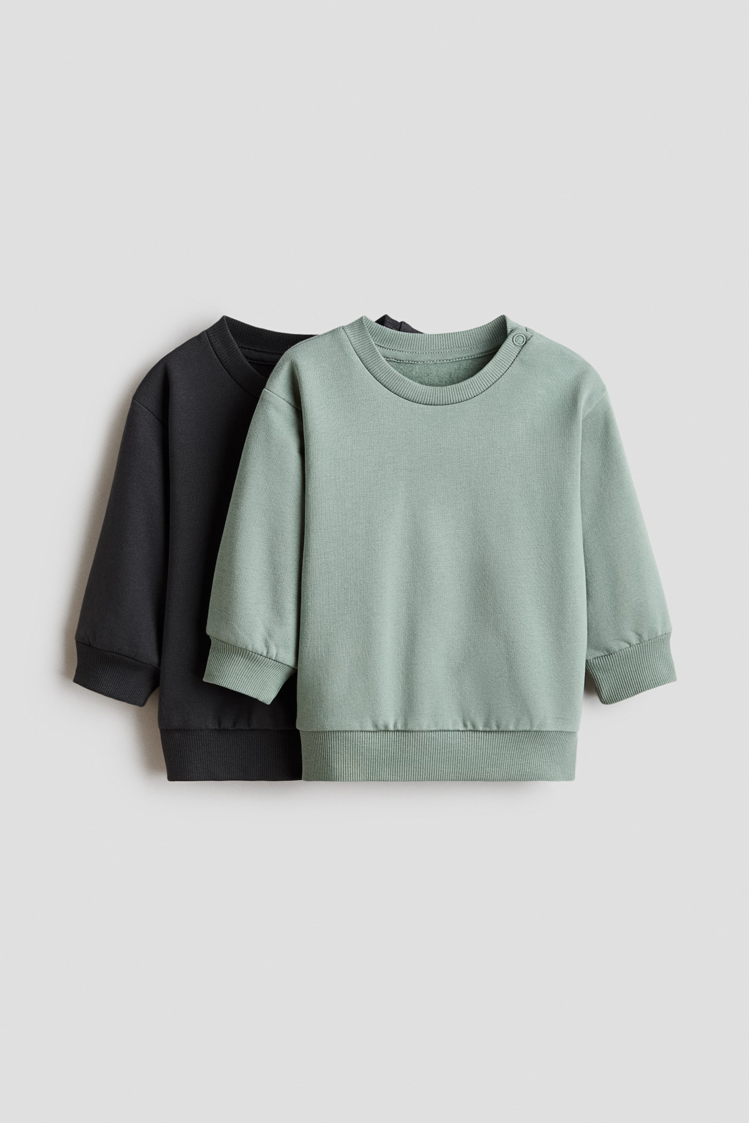 2-pack Cotton Sweatshirts - Light dusty green/dark gray/Taupe/natural white melange/Navy blue/striped/Light beige/brown/Navy blue/light blue/Black/light gray melange/Light pink/cherries/Pink/cherries/Light blue/dark blue/Dusty pink/light pink