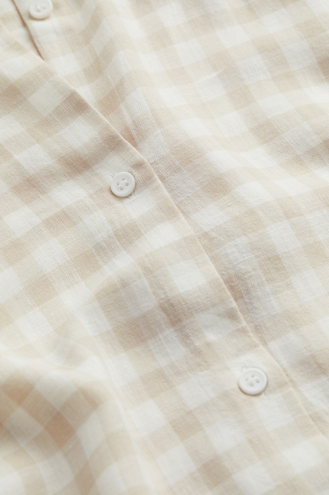 Pyjama shirt and shorts - Light beige/Checked/Light beige/Black/White/dc/dc/dc - 6