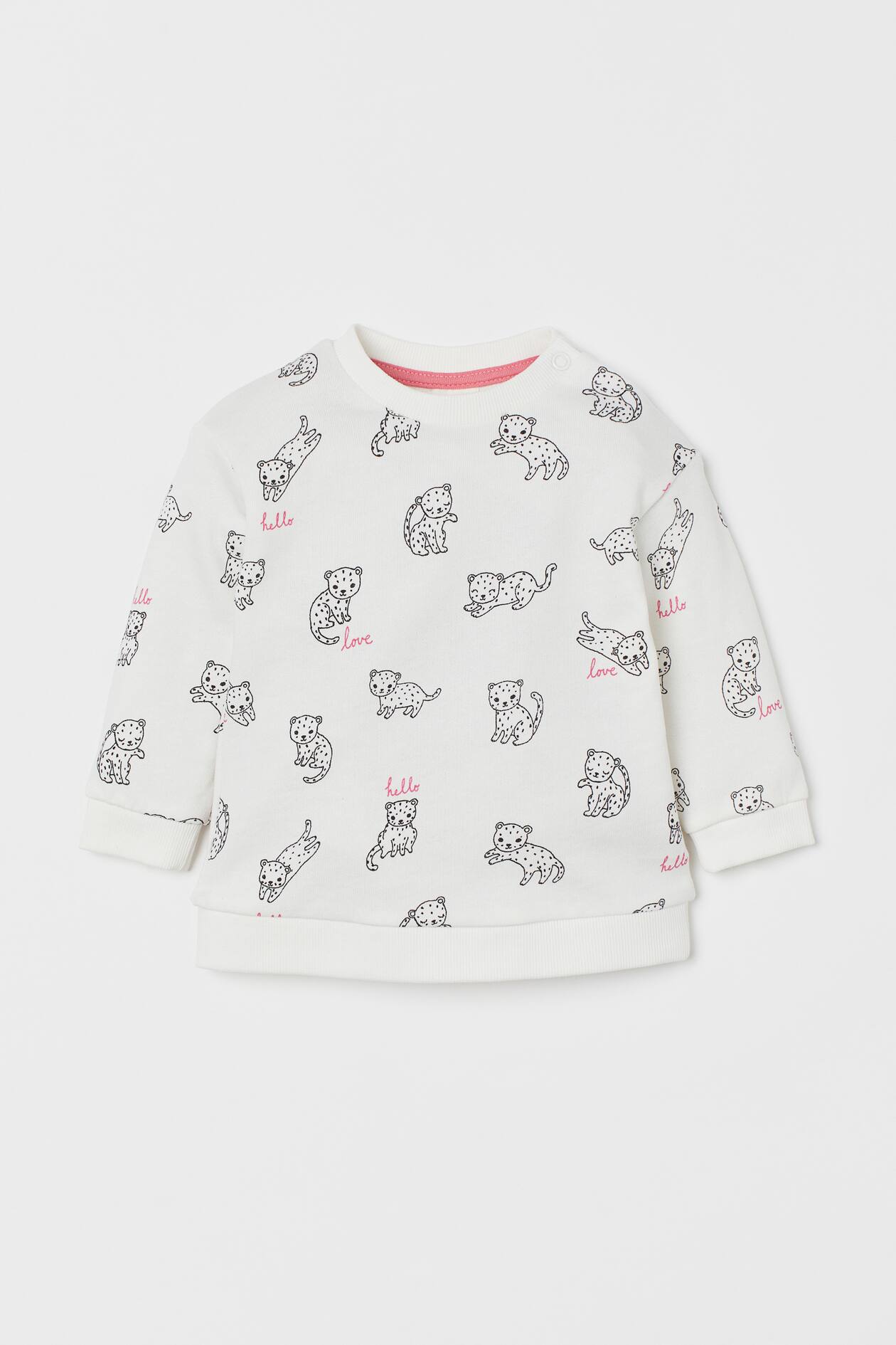 Sweatshirt - Round Neck - Long sleeve - Natural white/leopards - Kids ...