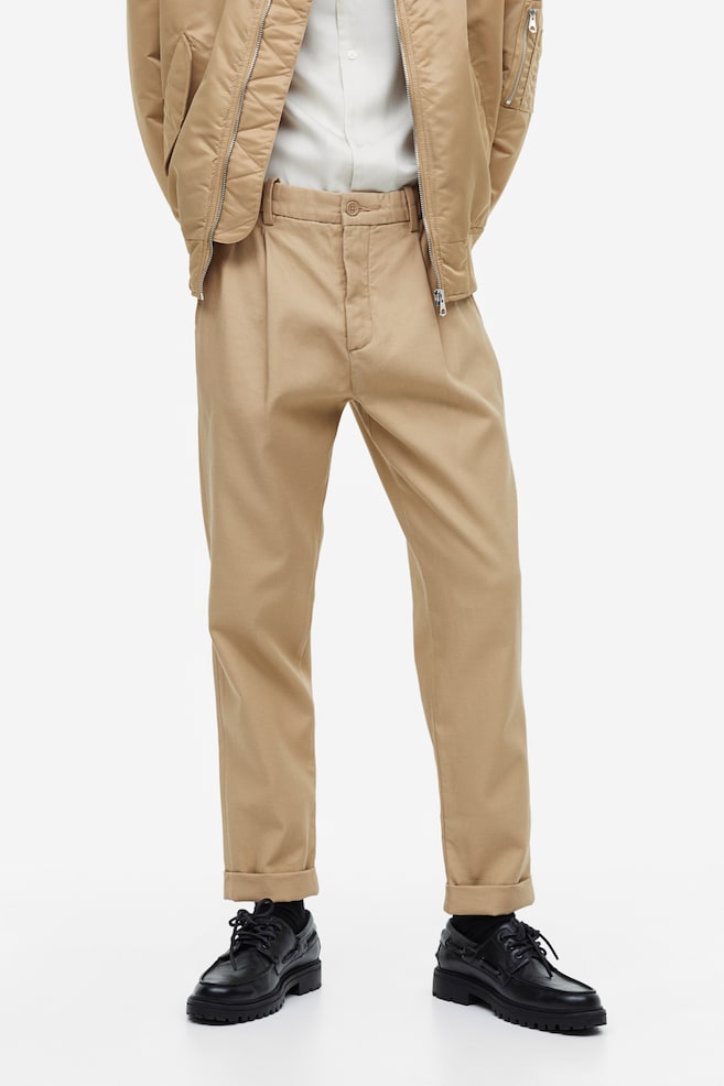 Pantaloni eleganti in twill Regular Fit - Beige/Nero - 3