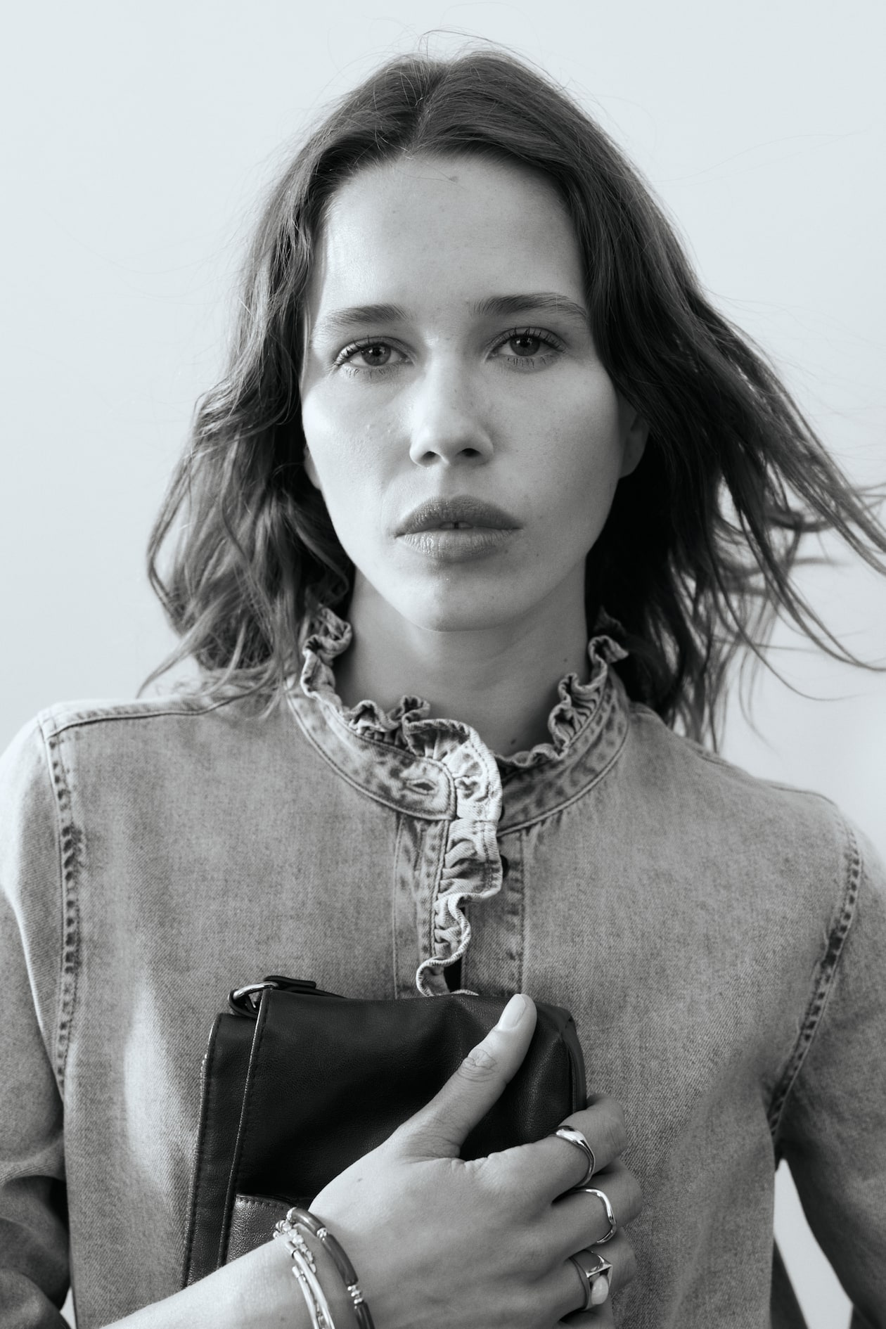 Ruffle-Trimmed Denim Shirt - image 3