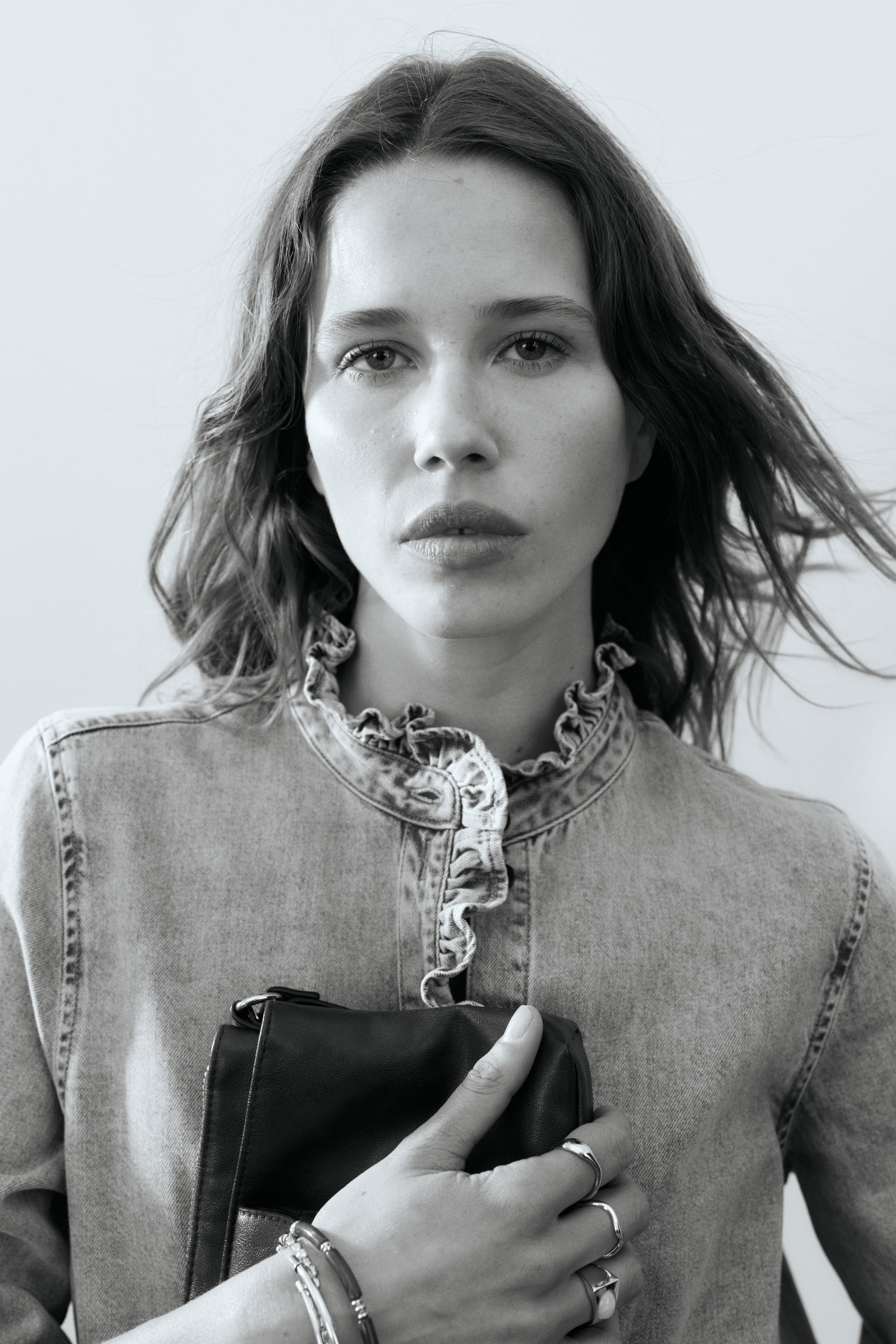 Chemise à volants en denim