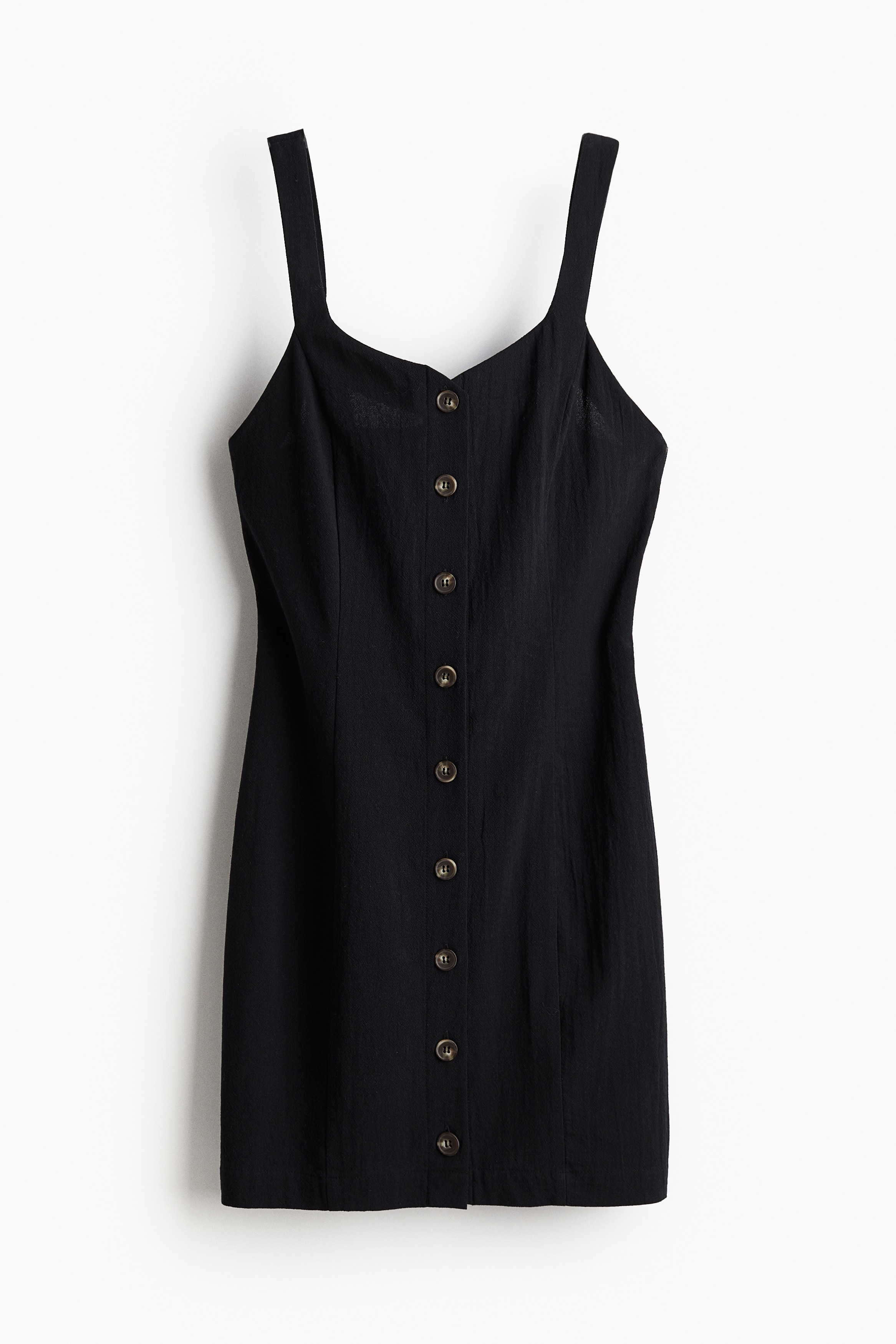 Button-front Cotton Dress - Black - Ladies | H\u0026M US