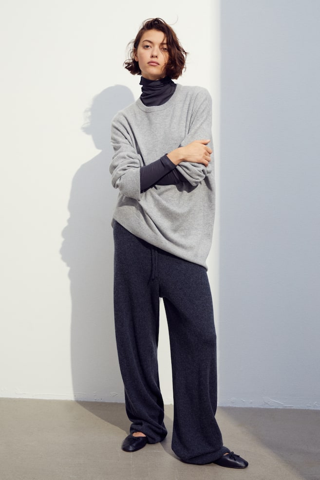 Oversized cashmere jumper - Light grey marl/Black/Navy blue/Grey - 1