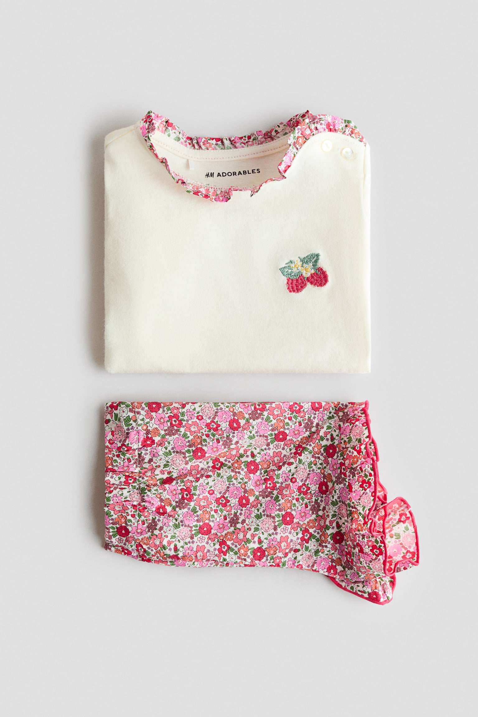 Ensemble 2 pièces top et short - Blanc/fleuri - 2