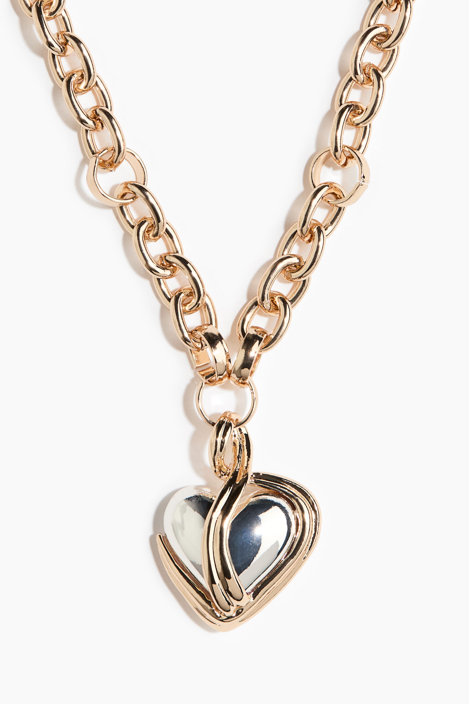 Collier bicolore avec pendentif - Doré/argenté - 3