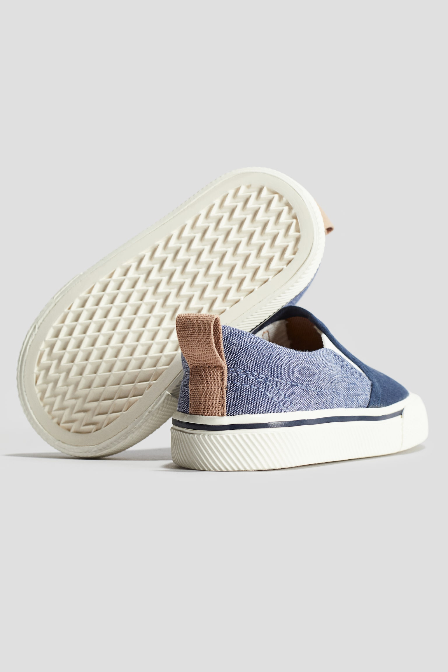 Cotton Canvas Slip On Sneakers - Navy blue/White - 2