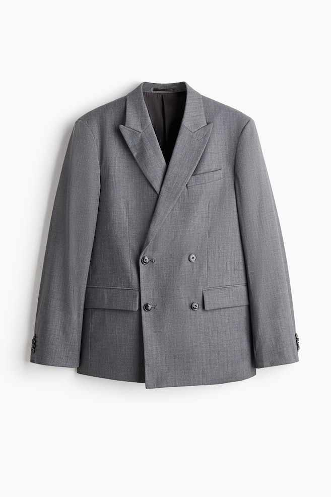 Zweireihiges Jackett in Relaxed Fit - Grau/Beige/Dunkelgrau/Nadelstreifen - 1