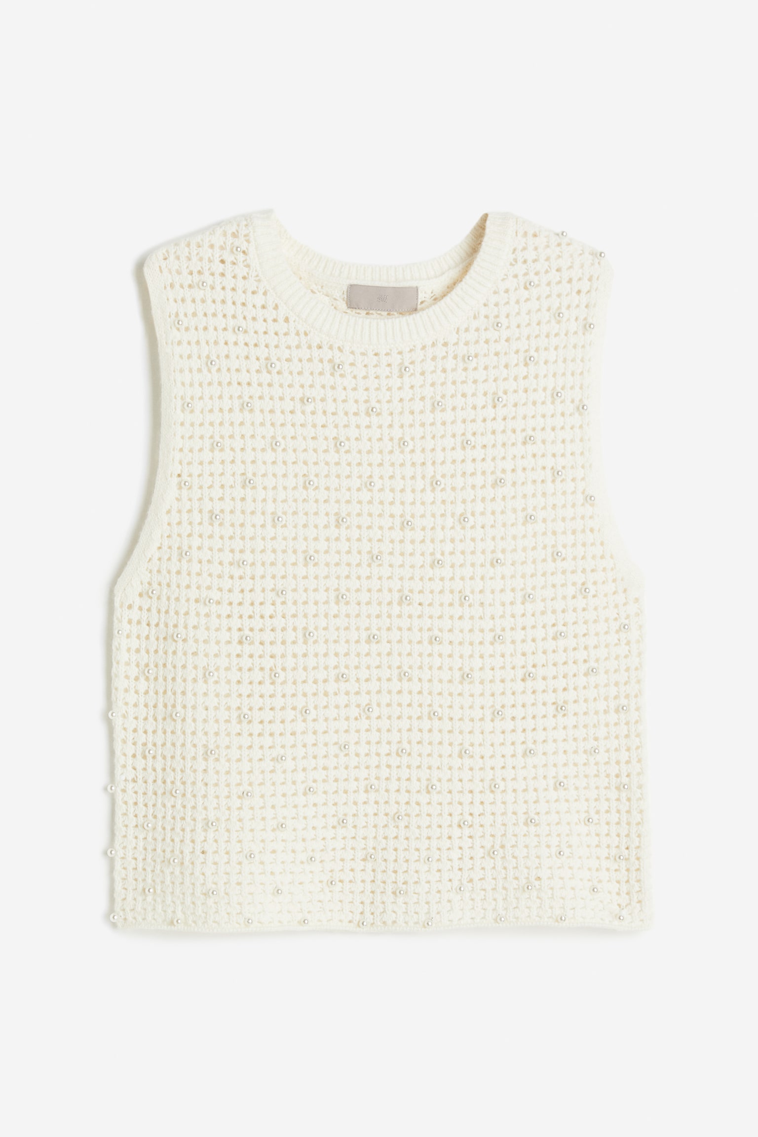 Bead-decorated sweater vest - Cream - 1