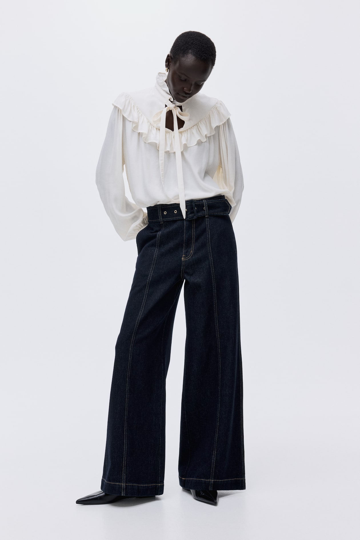 Wide High Jeans - Bleu denim foncé - FEMME | H&M FR