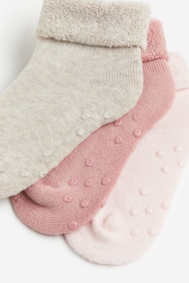 5-pack anti-slip terry socks - Dusty pink/Pink/Dark green/Dark grey/Dark brown/Brown/Black/Dark grey - 2