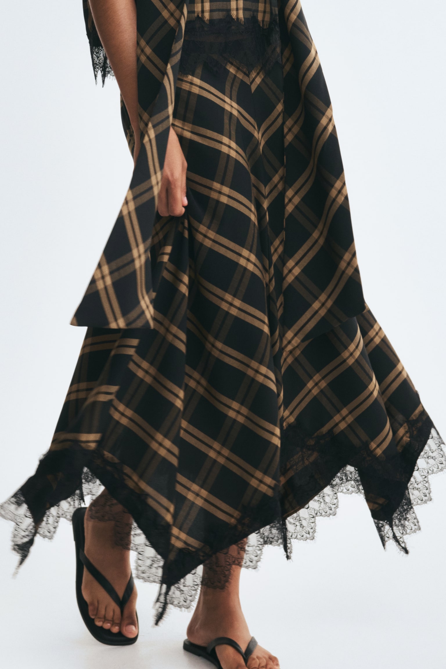 Женская юбка H&M Handkerchief Maxi, цвет: Коричневый / Клетчатый — фото 3