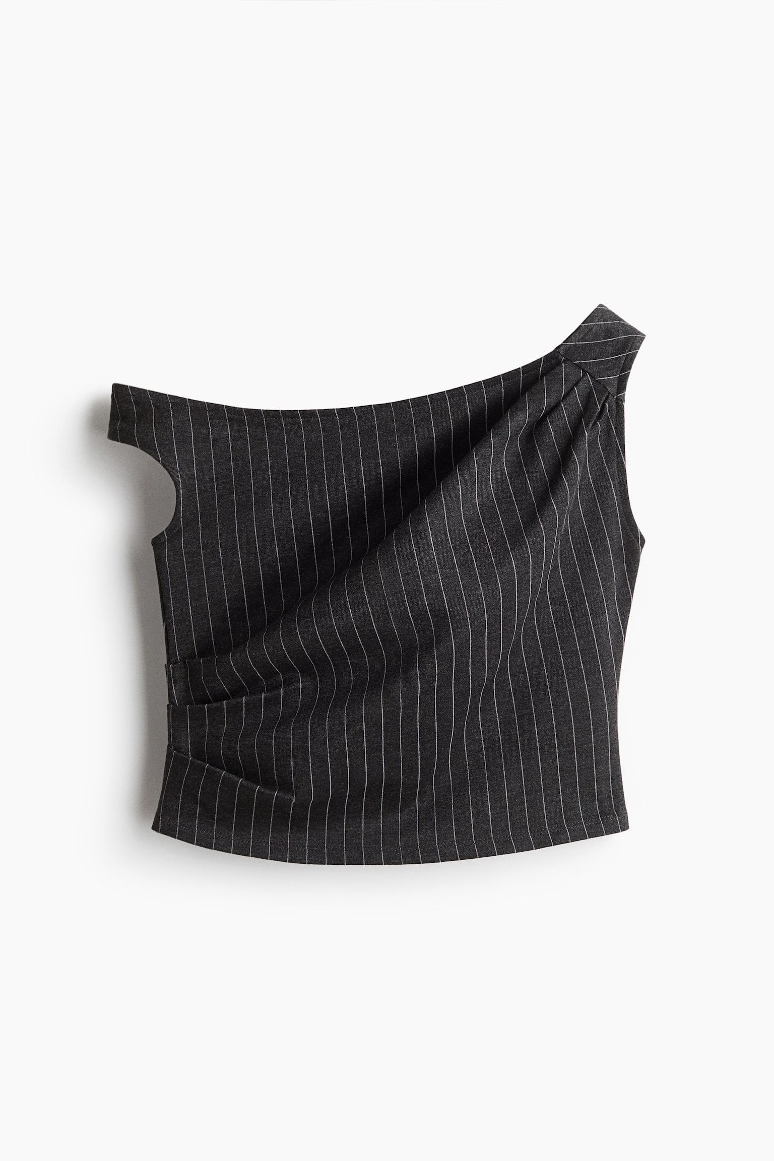 One-shoulder Ponte di Roma top - Dark grey/Striped - 1